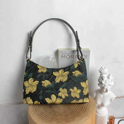 Black Floral Print Shoulder Bag | Bag | Three Fleas