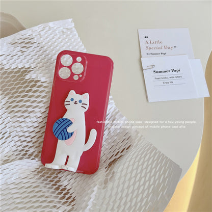 3D cat foldable stand phone case