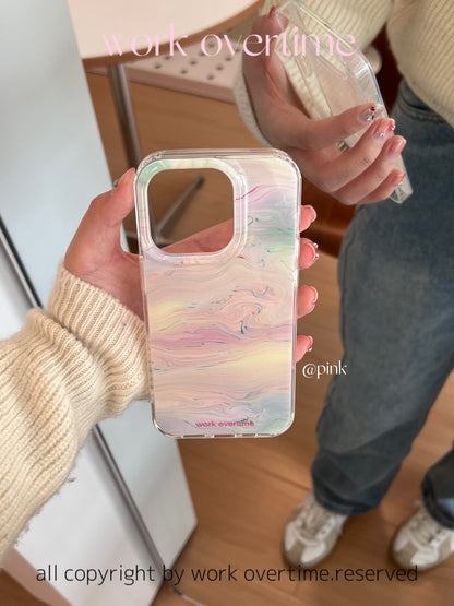 Colorful River Phone Case with Natural Stone Stand