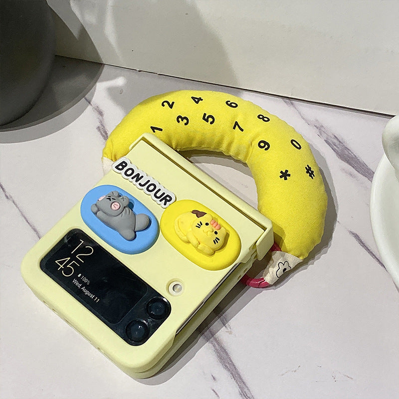 3D cat funny banana handle Samsung Galaxy Z Flip3/4 phone case