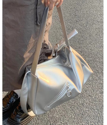 Y2k Simple Silver Shoulder Bag
