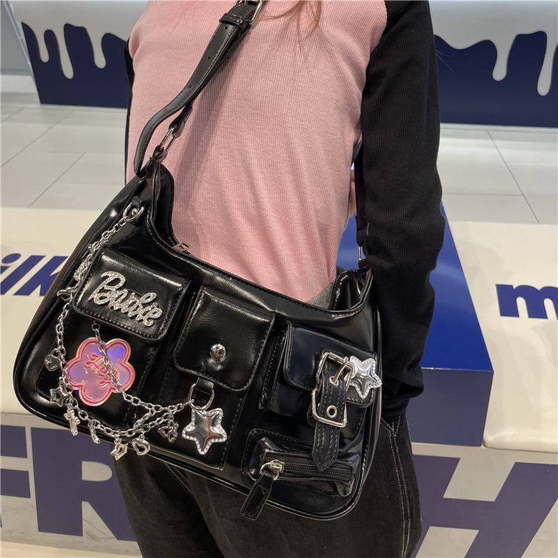 Y2k Black Pink Chain Shoulder Bag