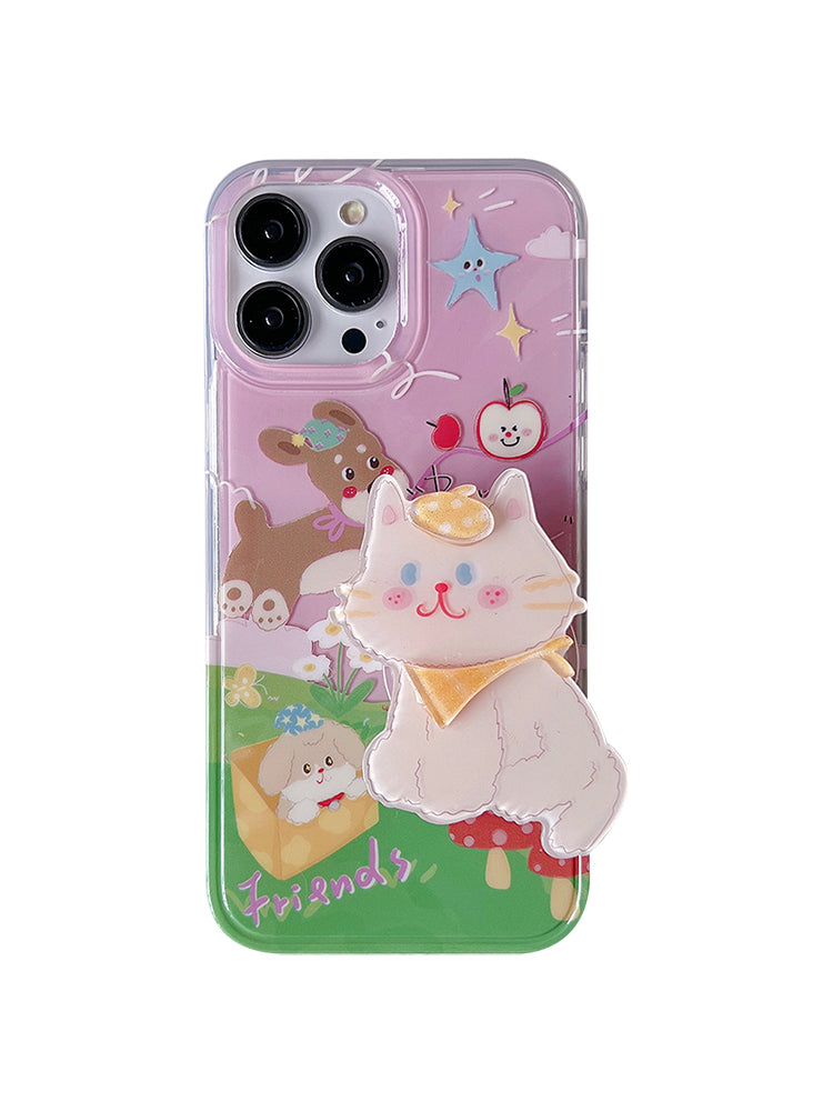 Happy with my cat and dog friend phone case | phone accessories | Three Fleas