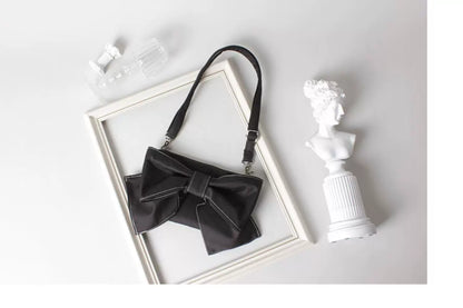 Black Bow Satin Shoulder Bag | Bag | Three Fleas