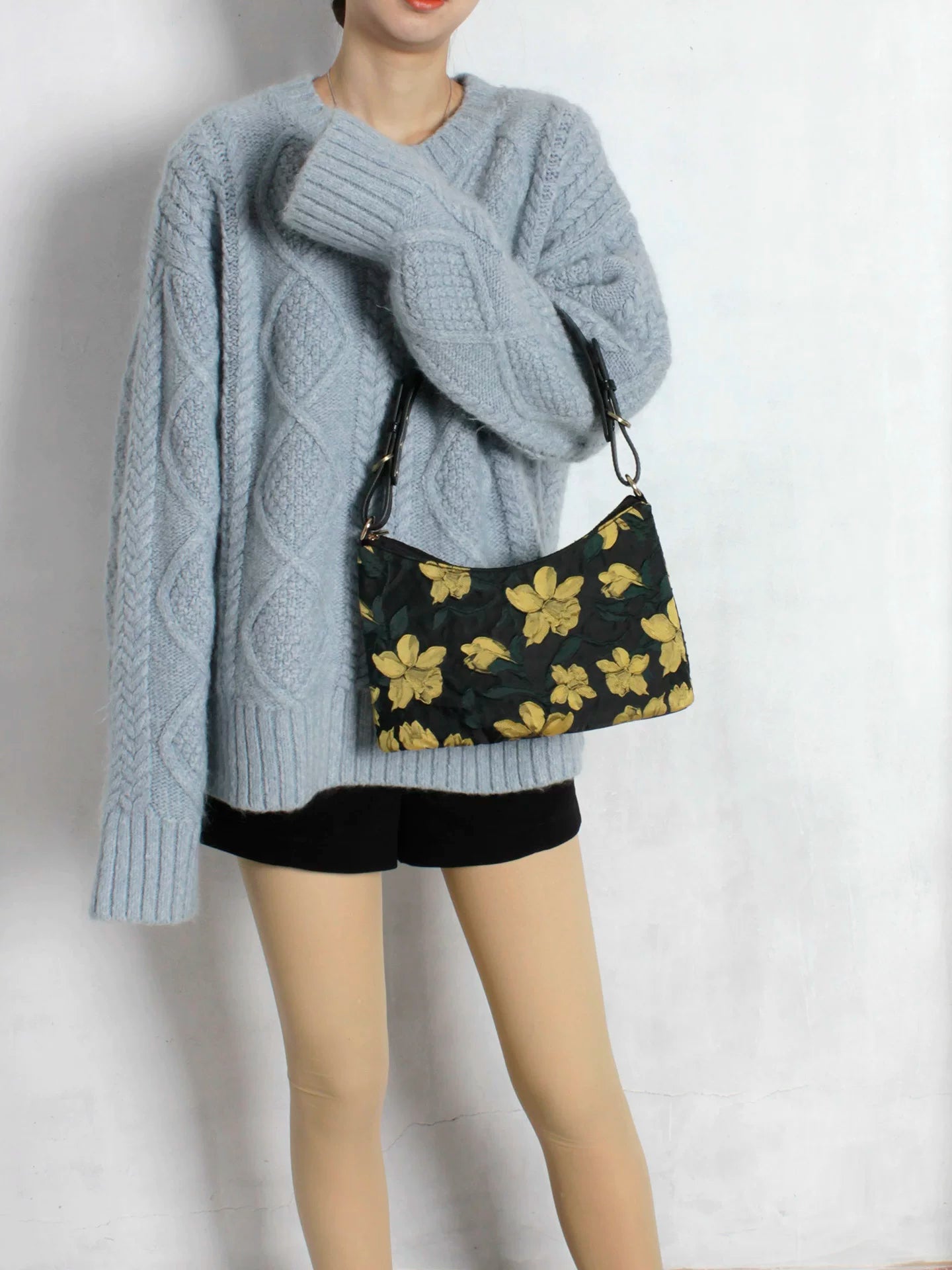 Black Floral Print Shoulder Bag | Bag | Three Fleas