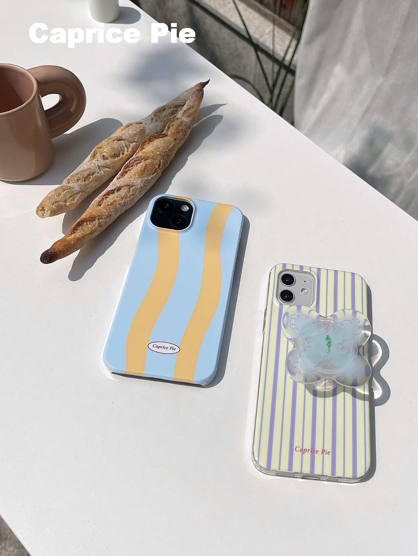 Yellow and Purple Stripe Phone Case With Butterfly Stand
