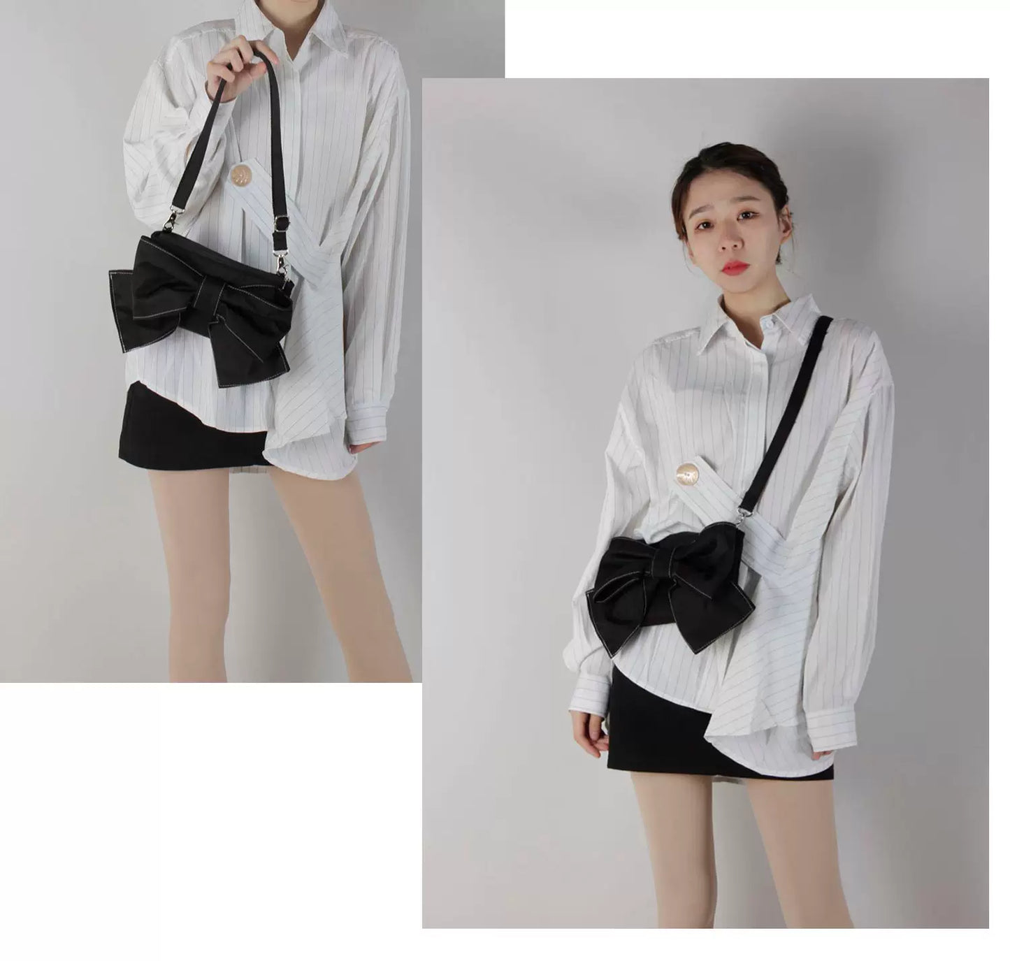 Black Bow Satin Shoulder Bag | Bag | Three Fleas