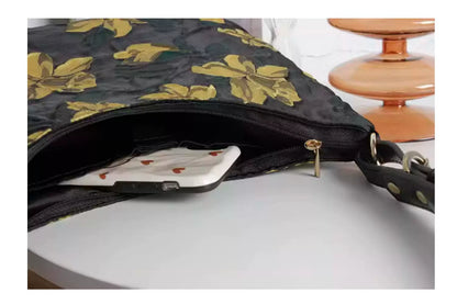 Black Floral Print Shoulder Bag | Bag | Three Fleas