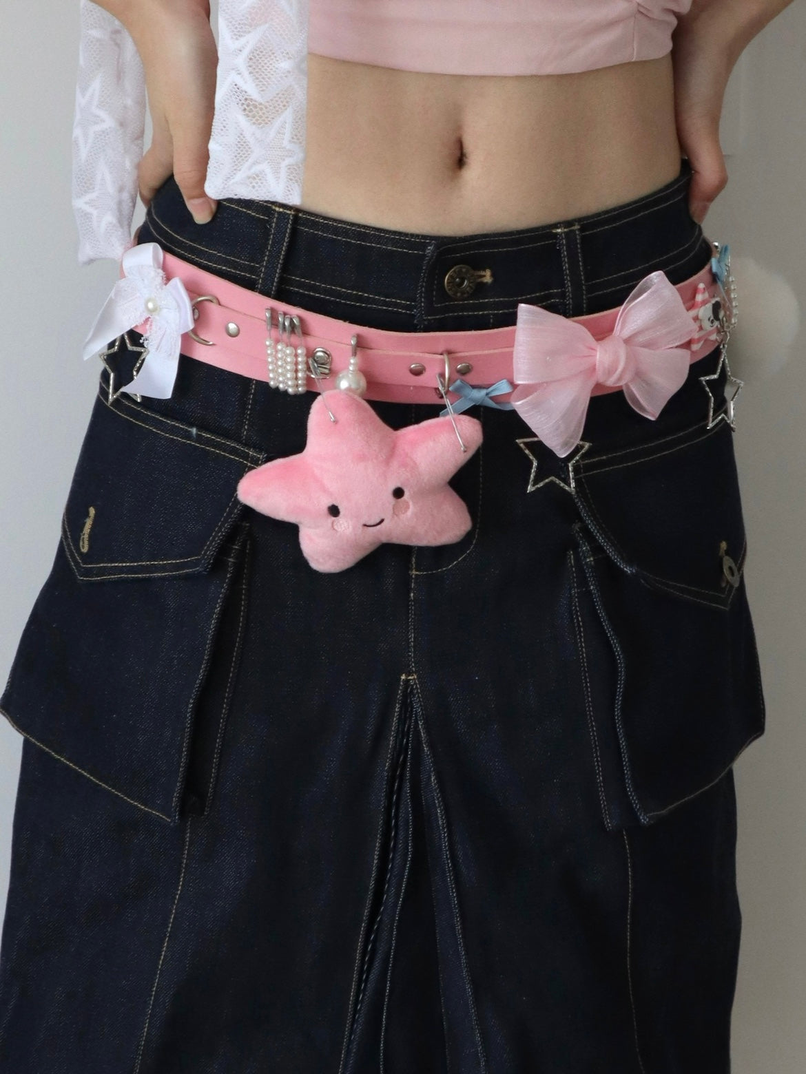 Y2k Pink Star Bow Tie Belt