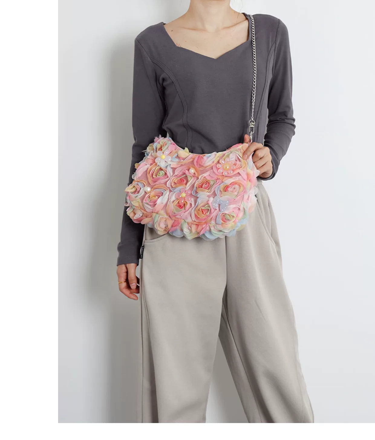 Ombre Floral Mesh Shoulder Bag |  | Three Fleas