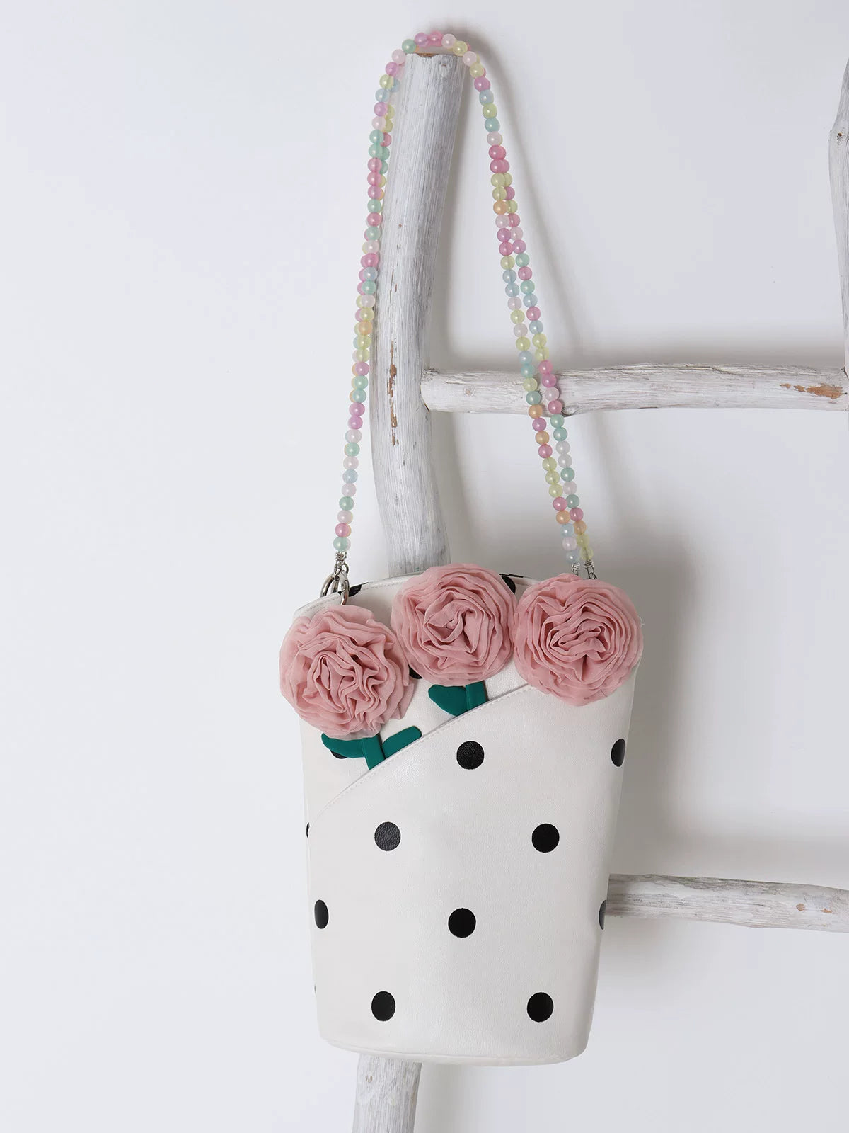 Polka Dot Rose Bucket Bag |  | Three Fleas