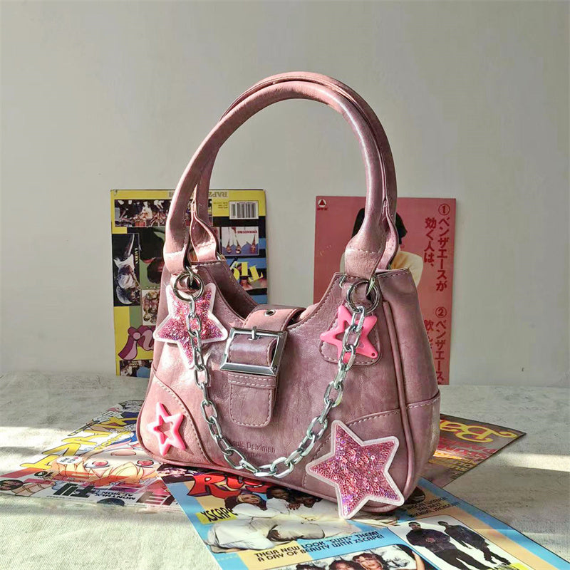 Pink Star Baguette Bag