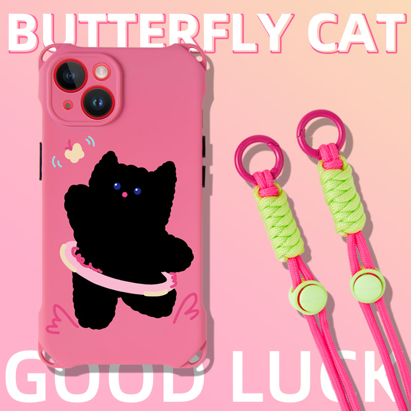 Butterfly Cat with Crossbody Strap phone case