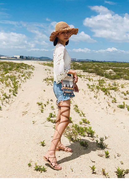 Boho Geometric Embroidered Crossbody Bag