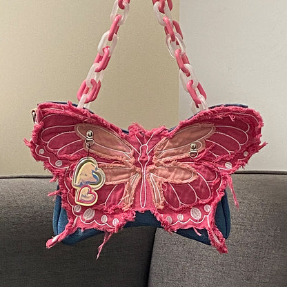 Y2k Butterfly shape denim crossbody bag