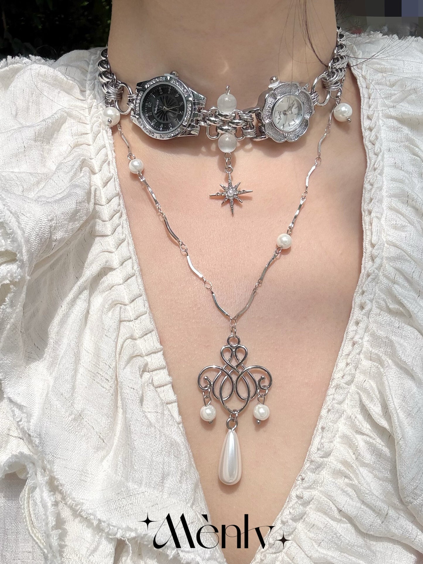 Clock Star Pearl Choker