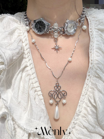 Clock Star Pearl Choker
