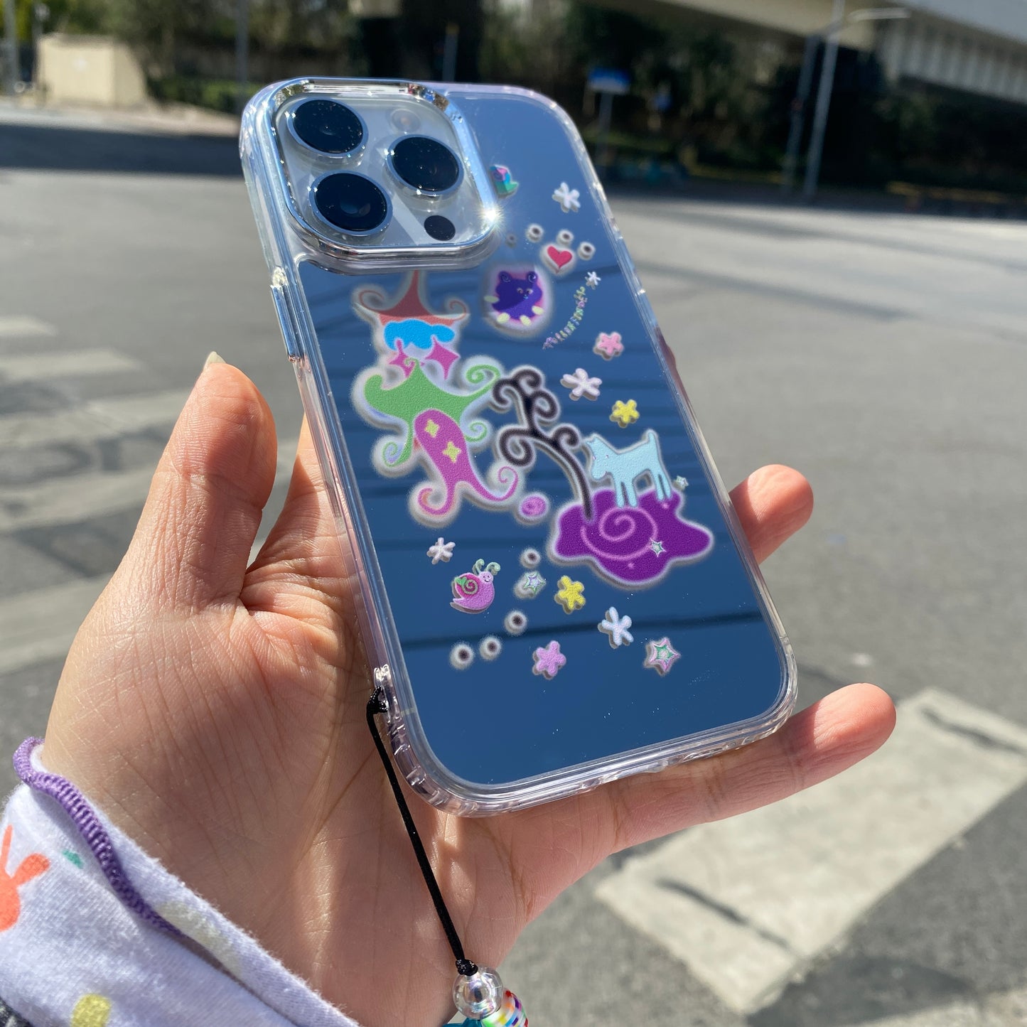 Y2k Bizarre Flower Mirror Phone Case
