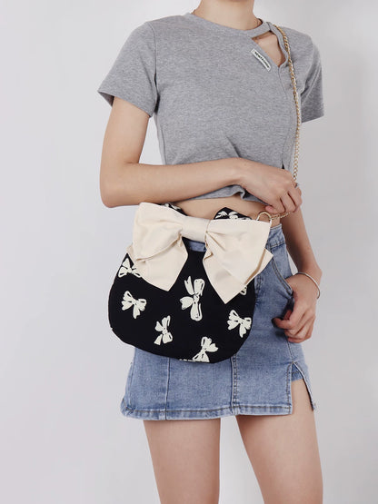 Bow-Print Convertible Handbag