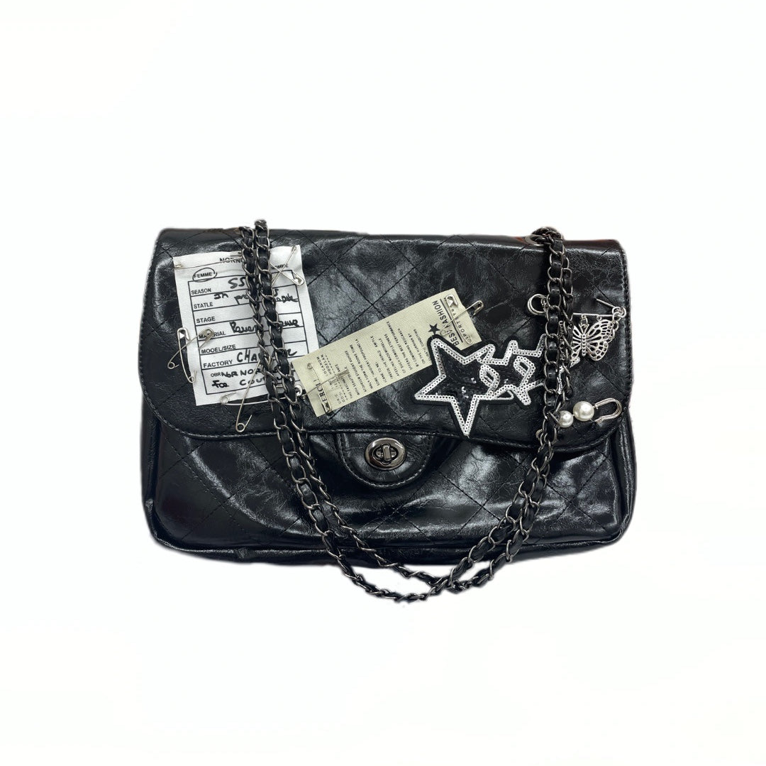 Star Collage Pin Vintage Chain Shoulder Bag