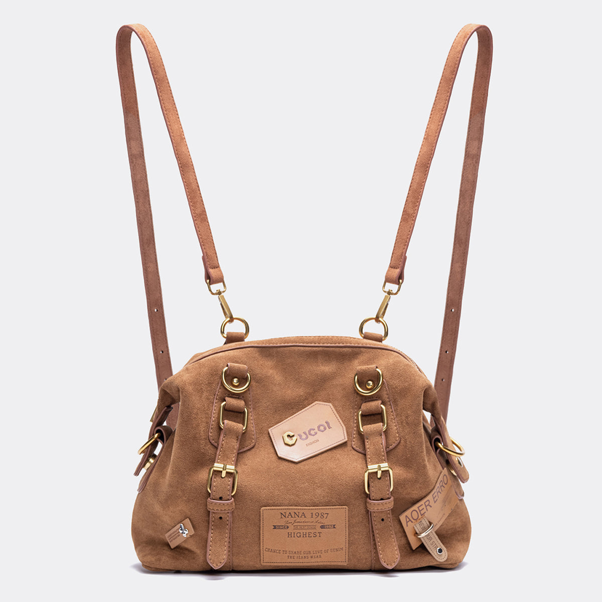 Retro Patch Rivet Shoulder Bag