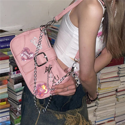Y2k Pink Chain Shoulder Bag