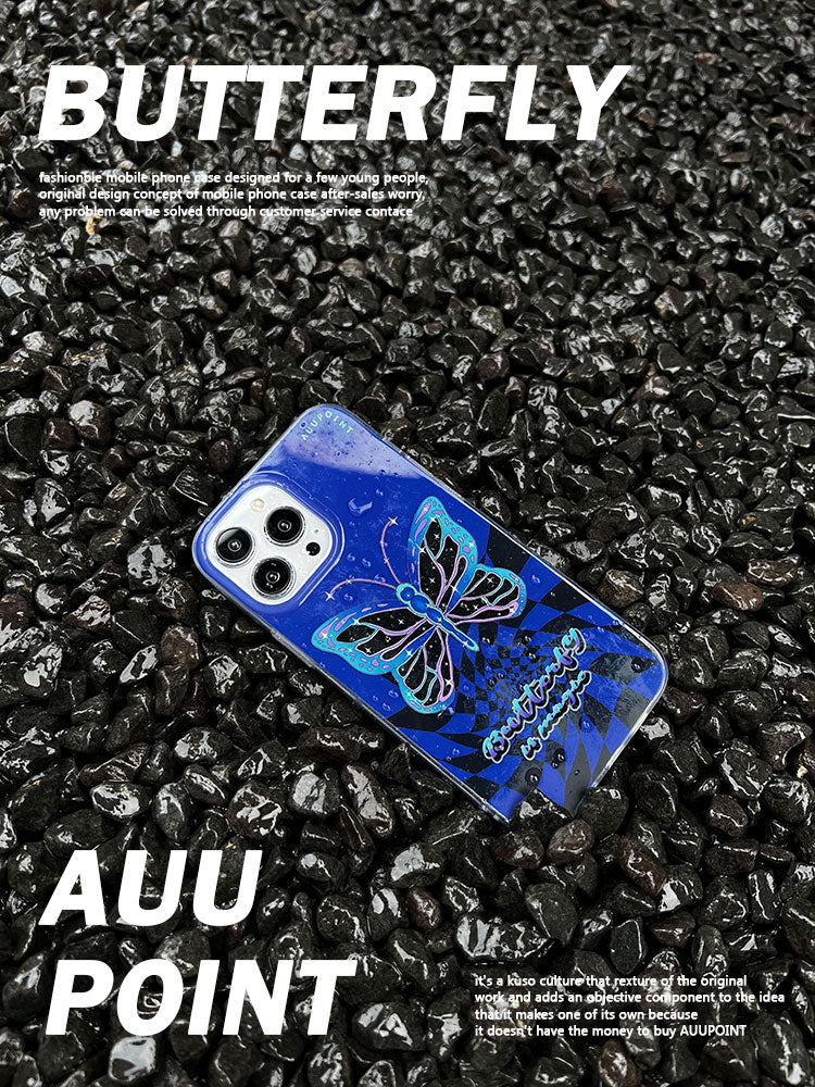 Blue Butterfly Print Phone Case