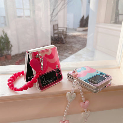 Y2k pink heart Galaxy Z-Flip3/4 phone case