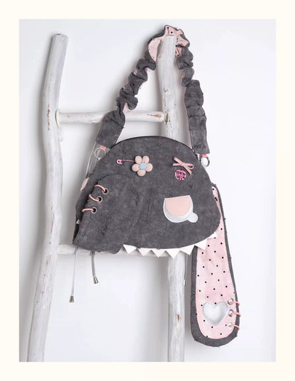 Grunge Plaid Bunny Crossbody Bag | Bag | Three Fleas
