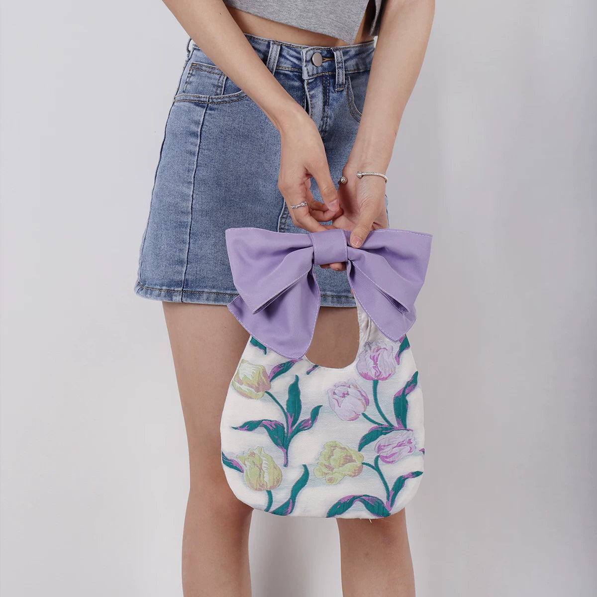 Bow-Print Convertible Handbag