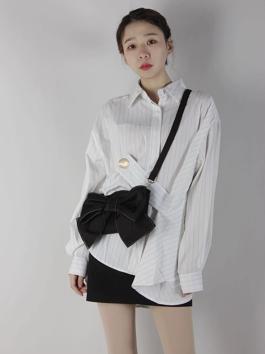 Black Bow Satin Shoulder Bag | Bag | Three Fleas