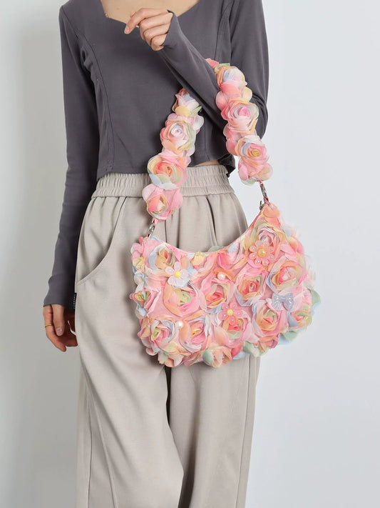 Ombre Floral Mesh Shoulder Bag |  | Three Fleas