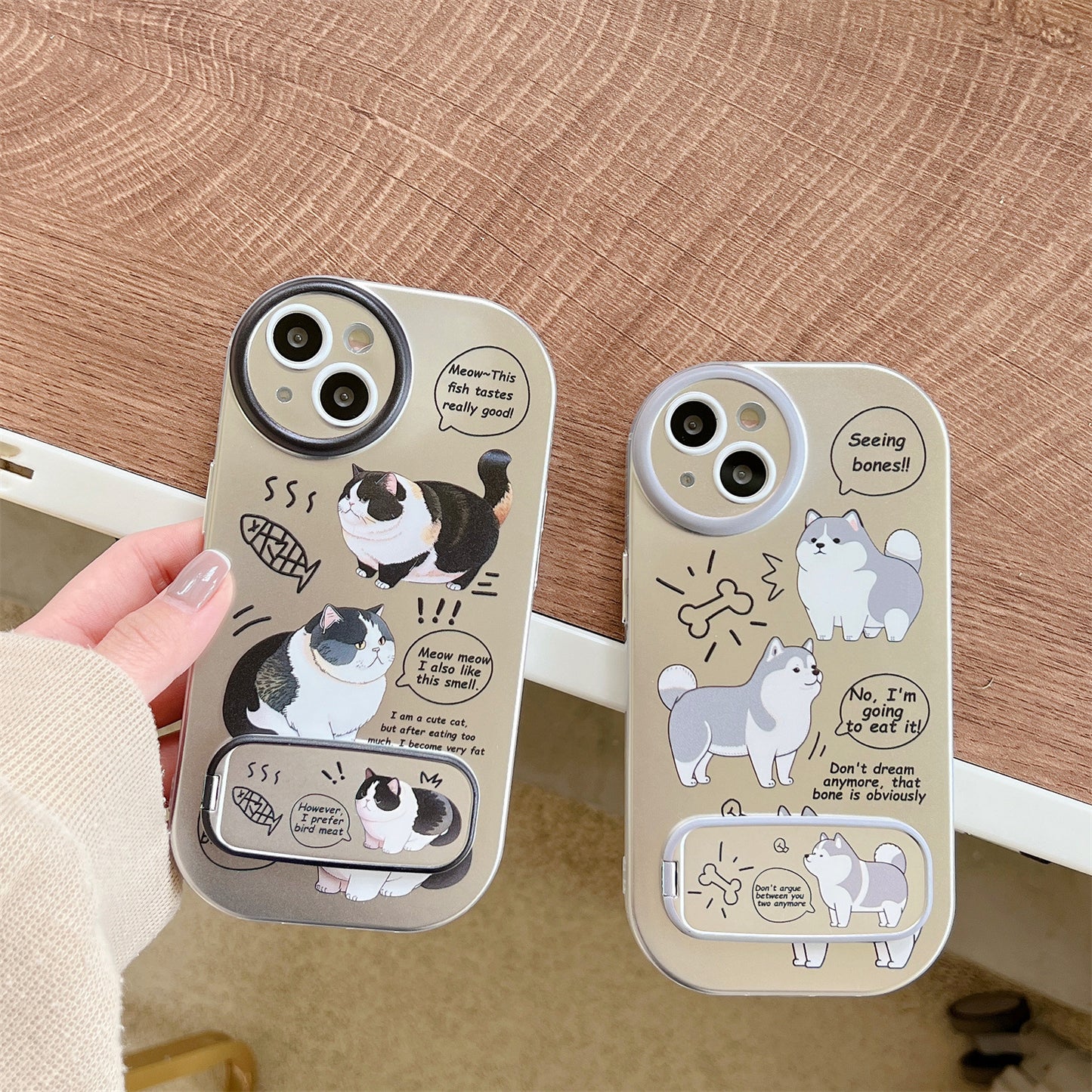 [ Meme Case ] Comics cat and dog plating phone case