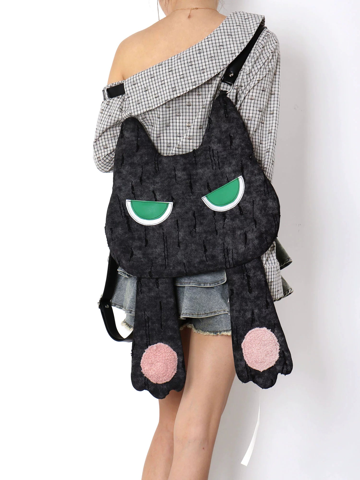 Grumpy Black Cat Convertible Backpack | Bag | Three Fleas