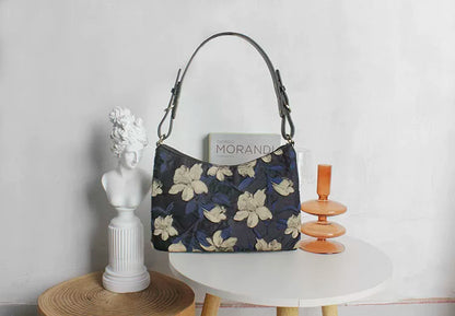 Black Floral Print Shoulder Bag | Bag | Three Fleas