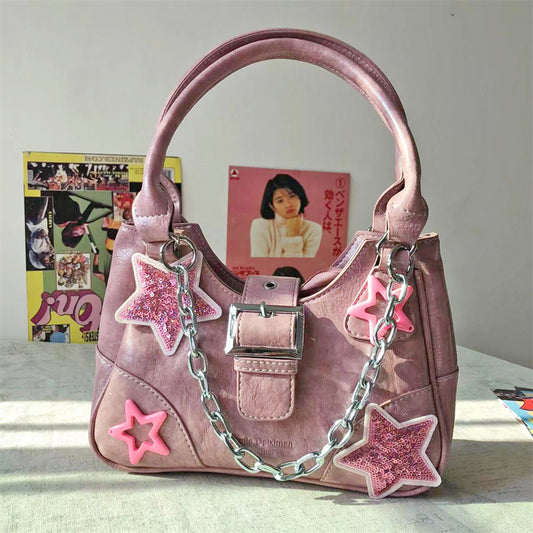 Pink Star Baguette Bag