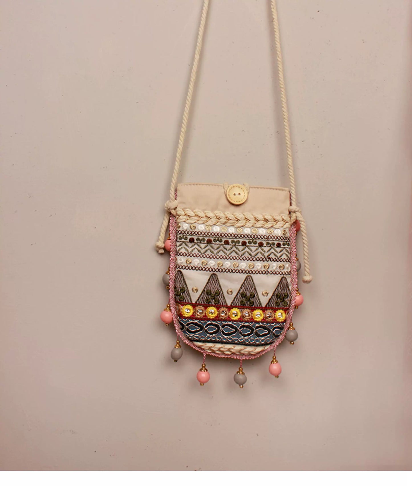 Boho Geometric Embroidered Crossbody Bag