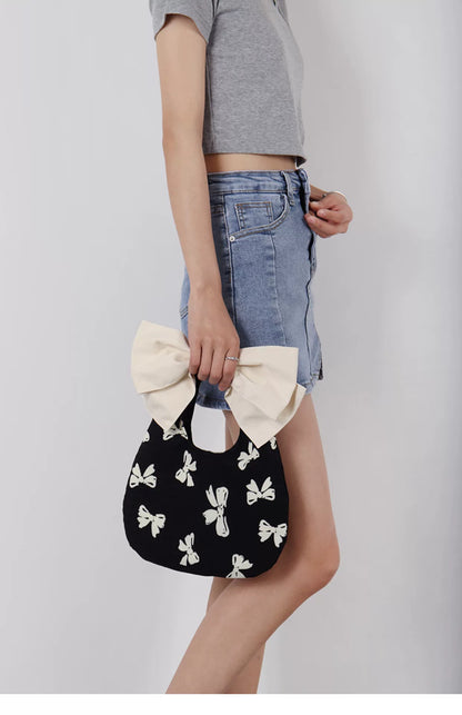 Bow-Print Convertible Handbag