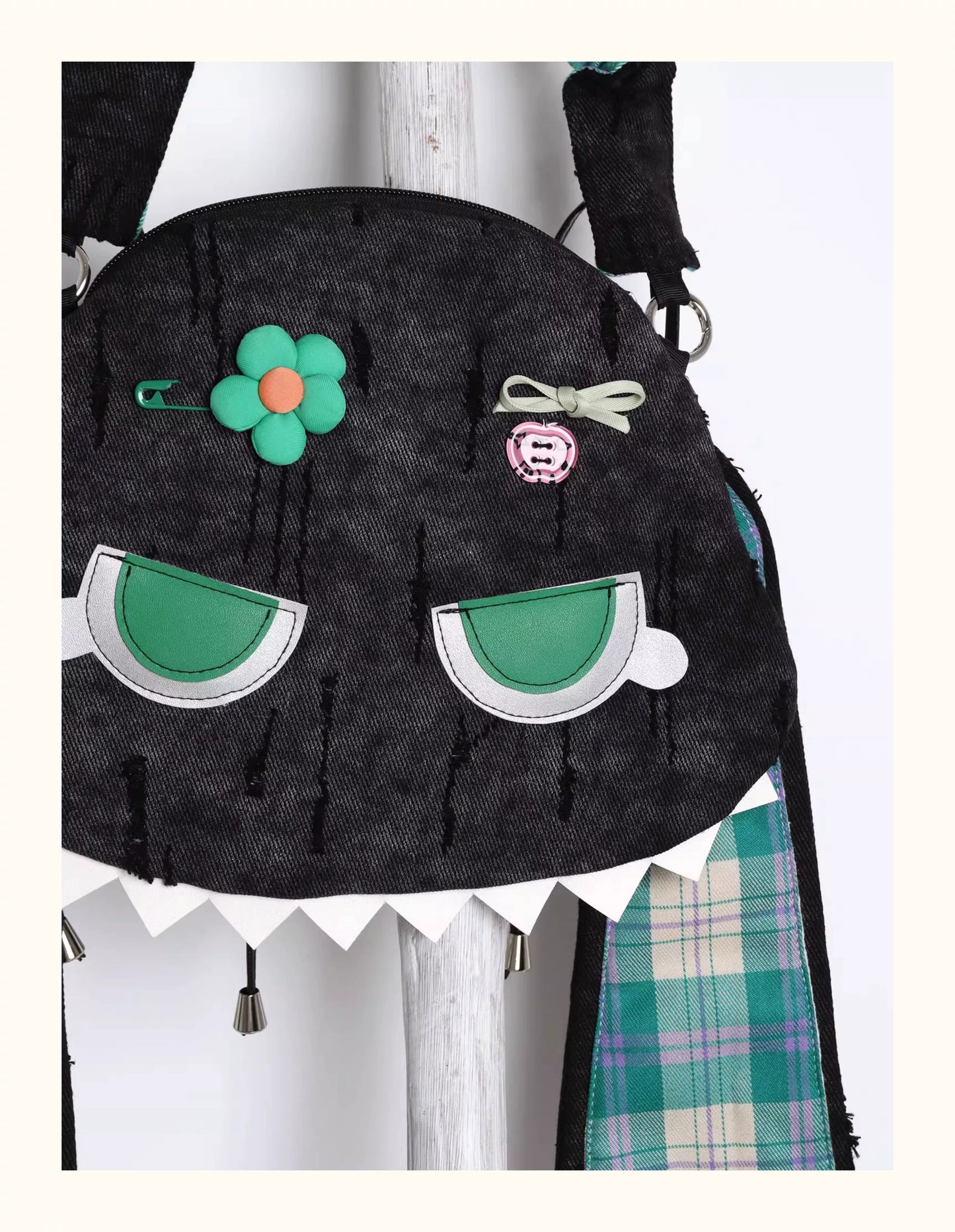 Grunge Plaid Bunny Crossbody Bag | Bag | Three Fleas