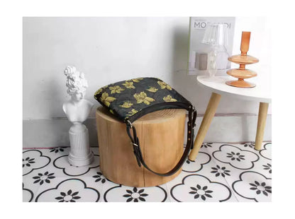 Black Floral Print Shoulder Bag | Bag | Three Fleas