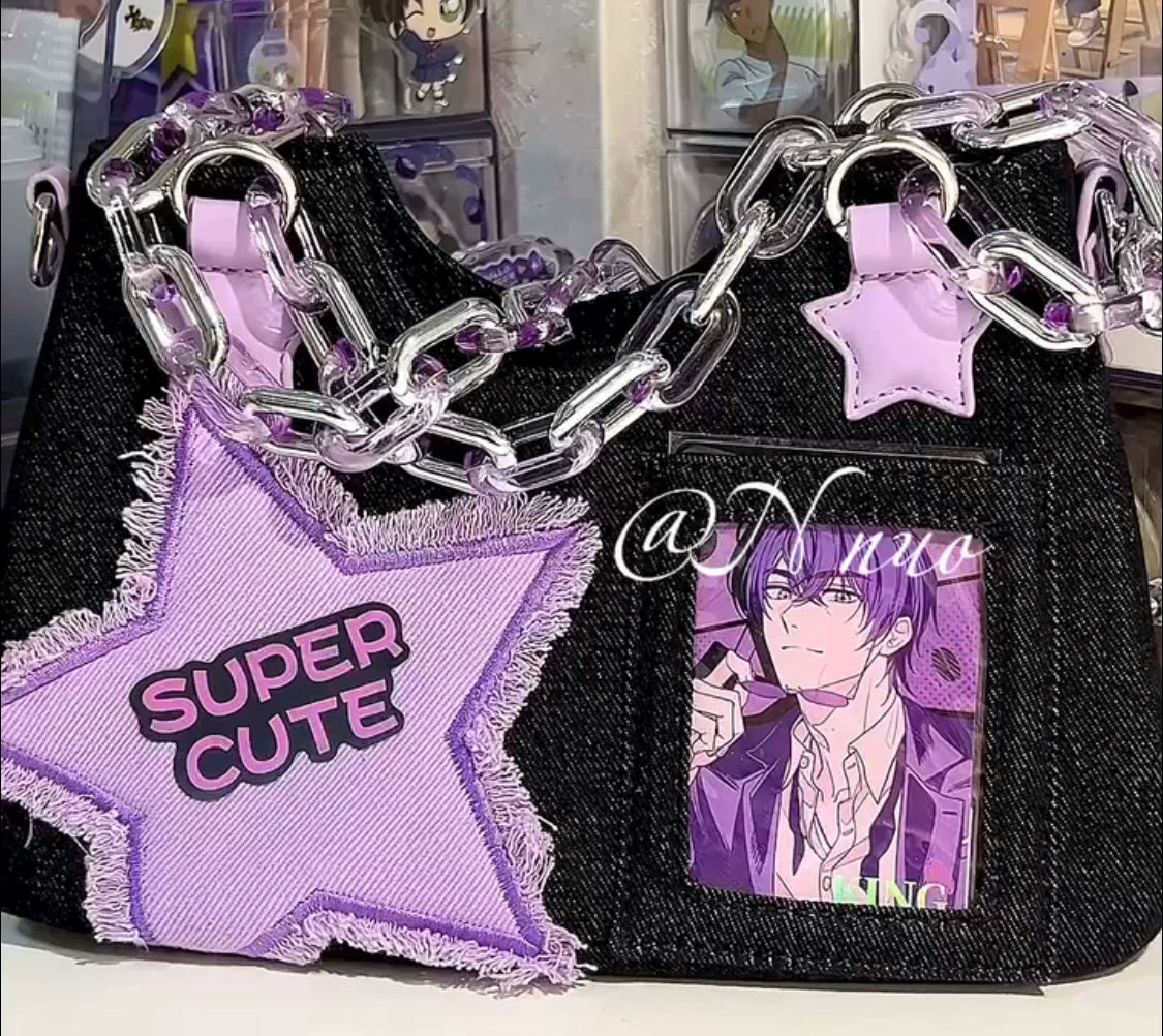 Y2k Pink Star Denim Ita-bag