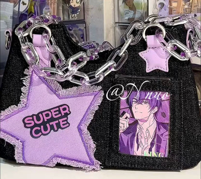 Y2k Pink Star Denim Ita-bag