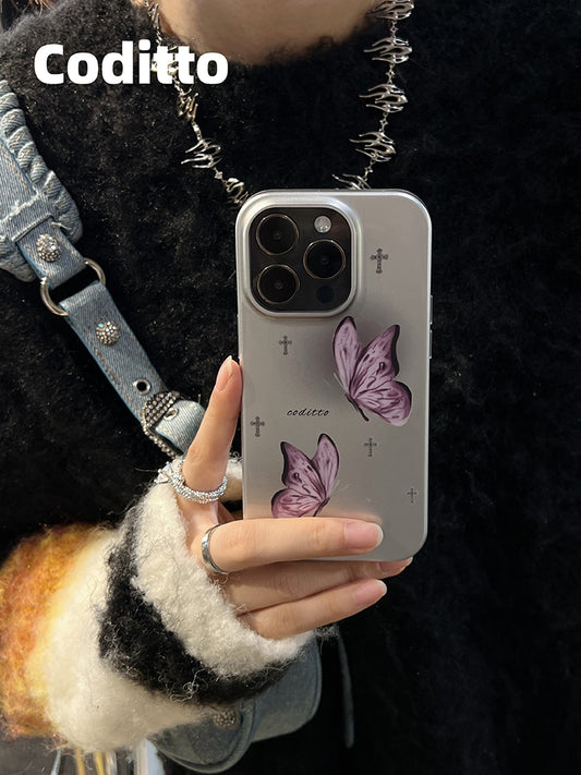 Sliver Purple Butterfly Phone Case