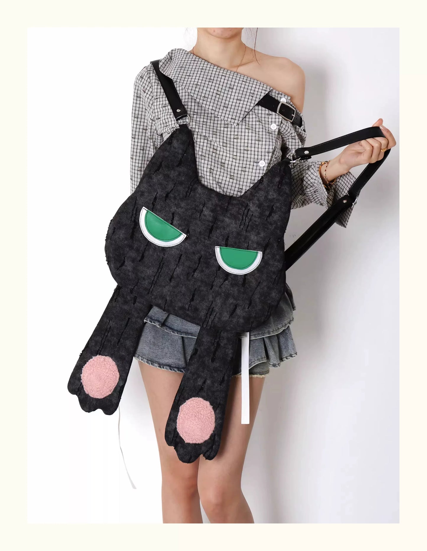Grumpy Black Cat Convertible Backpack | Bag | Three Fleas