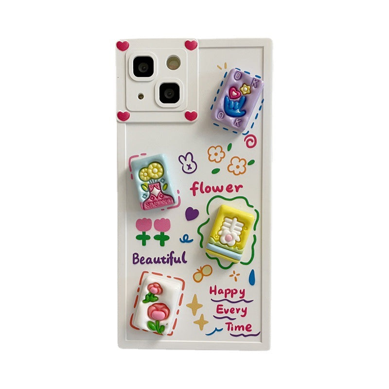 Square 3D Card Flower Phone Case