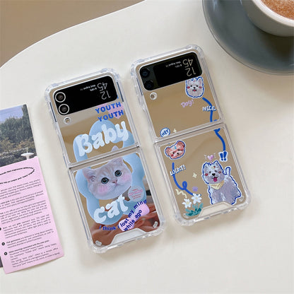 [ Meme Case ] Baby cat lucky dog Samsung Galaxy Z Flip3/4 mirror case