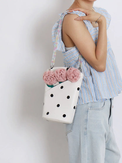 Polka Dot Rose Bucket Bag |  | Three Fleas