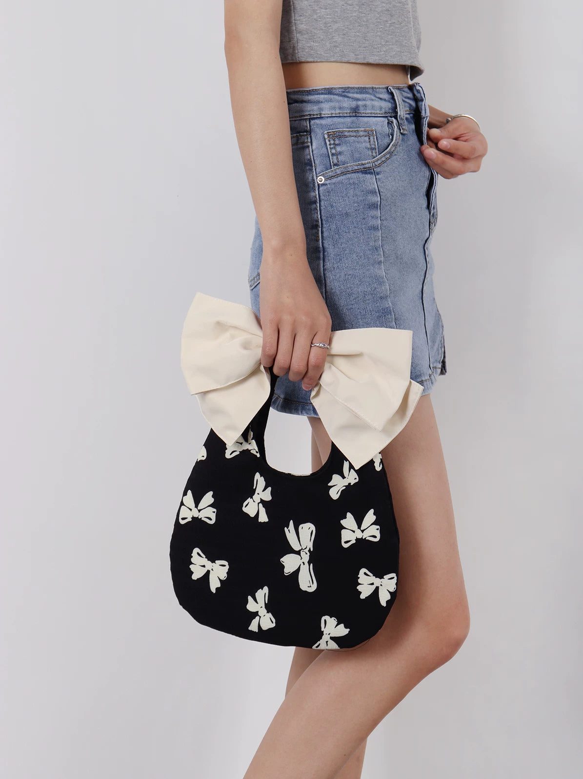 Bow-Print Convertible Handbag