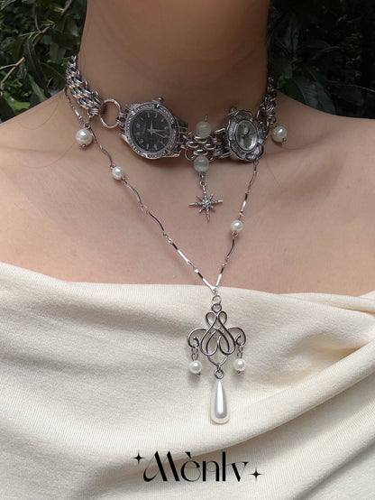 Clock Star Pearl Choker