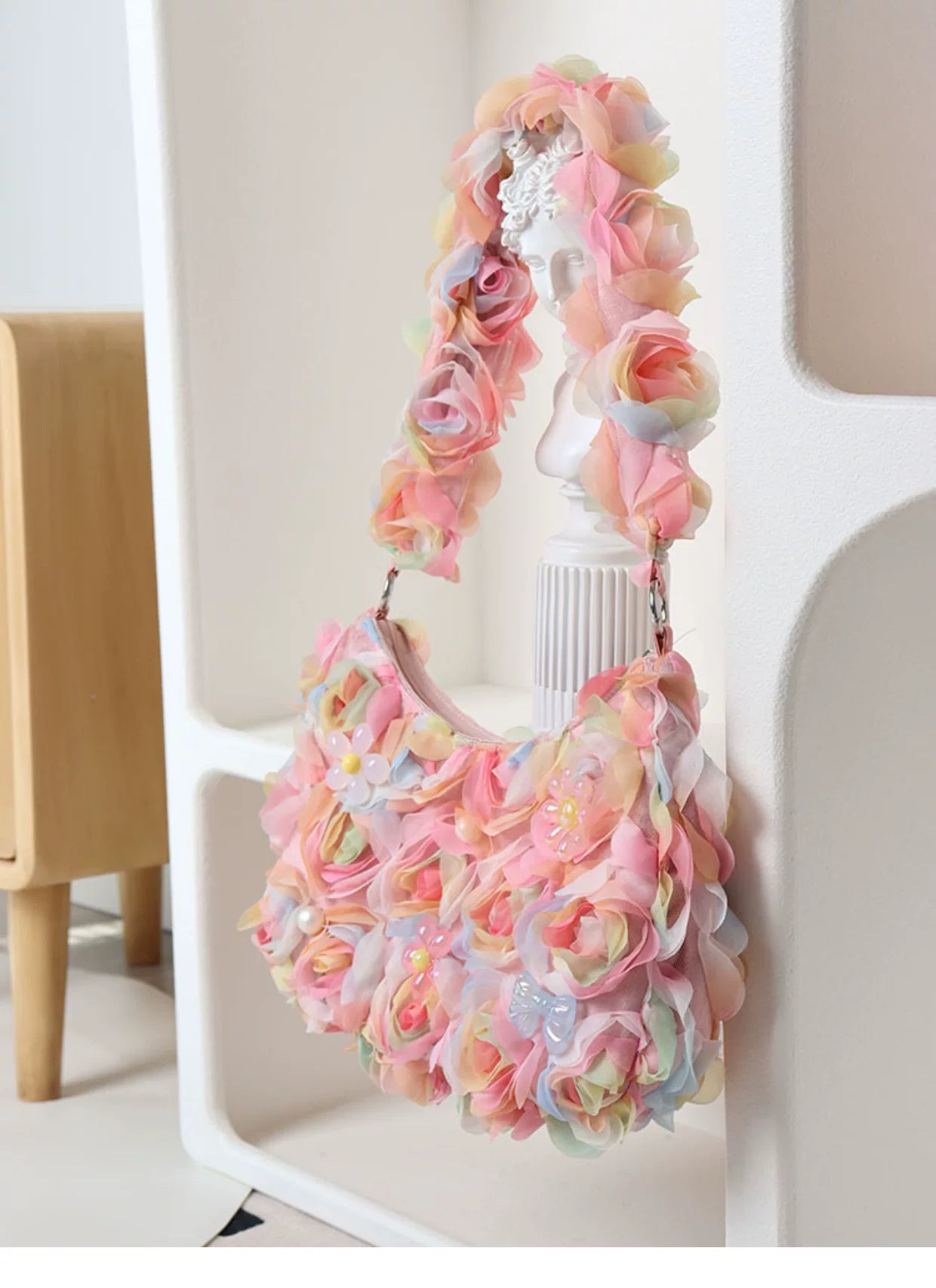 Ombre Floral Mesh Shoulder Bag |  | Three Fleas